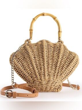 LC Lauren Conrad Shell Wicker Top Handle Bag